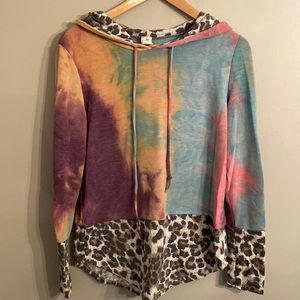 Mixed print hoodie